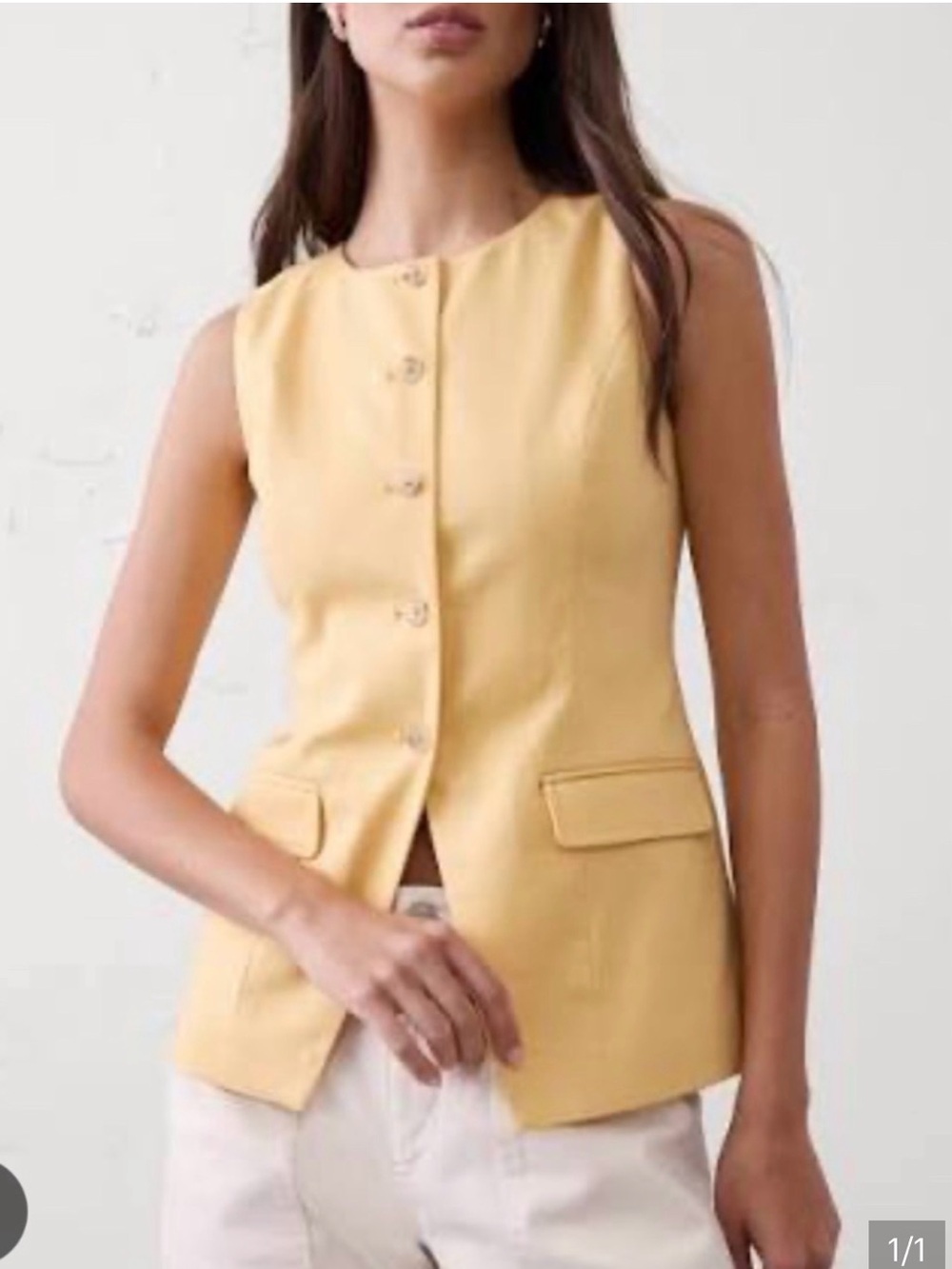 Banana Republic Factory Sleeveless Yellow Button-Front Vest